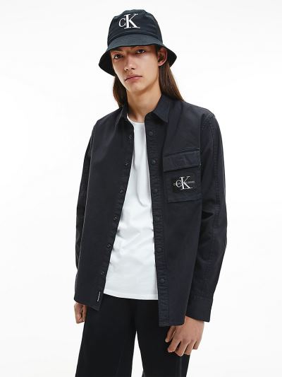 Calvin Klein Ruhák HU855573 | Calvin Klein Cotton Stretch Twill Férfi Ing Fekete